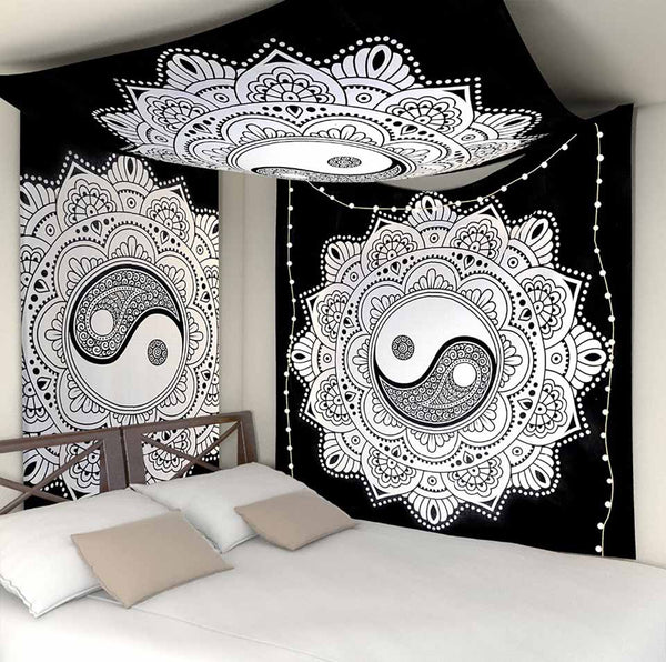 tenture murale mandala yin yang