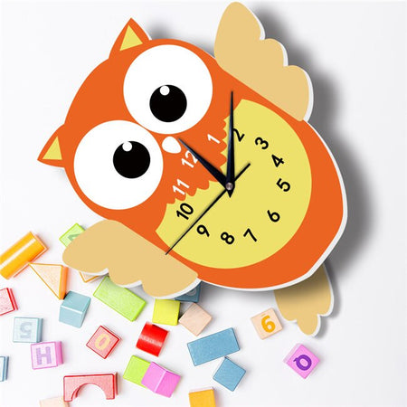 Horloge pour enfant avec Pendule Hibou orange