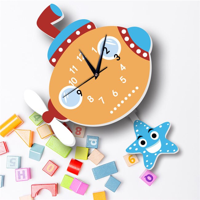 Horloge Murale pour enfants avec Pendule Sous-Marin