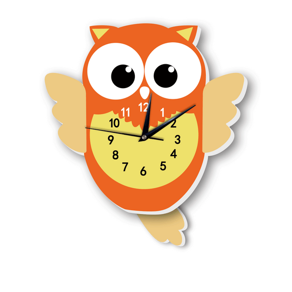 Horloge pour enfants avec Pendule Hibou orange