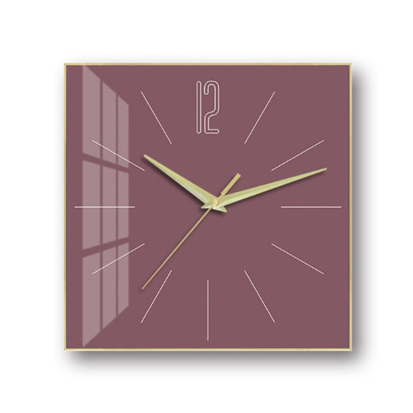 Horloge Scandinave Moderne de Couleur Violette Carrée