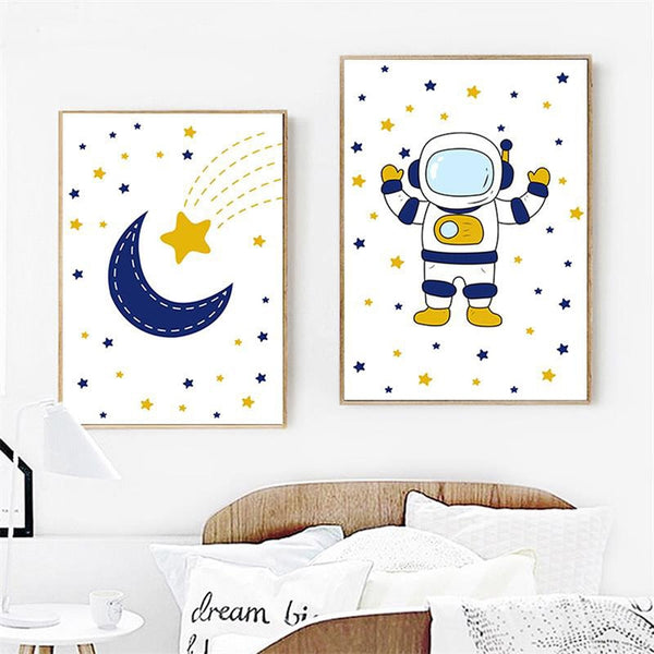 Tableaux scandinaves pour Enfants Astronaute 2 tableaux 