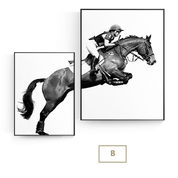 tableau scandinave cheval et cavalier 