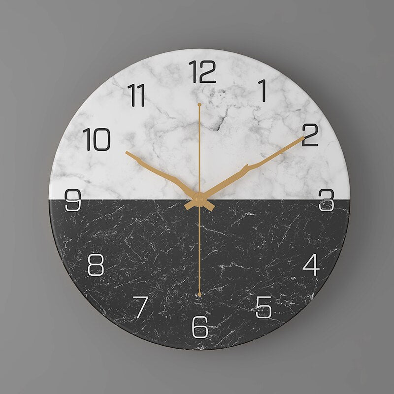 horloge scandinave noire et blanche marbre