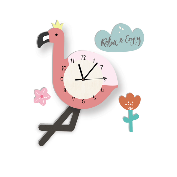 Horloge pour enfants avec Pendule Flamant Rose